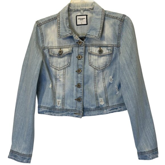 Highway Jeans Jackets & Blazers - Women Highway Jean  Blue Distressed Jacket Size L